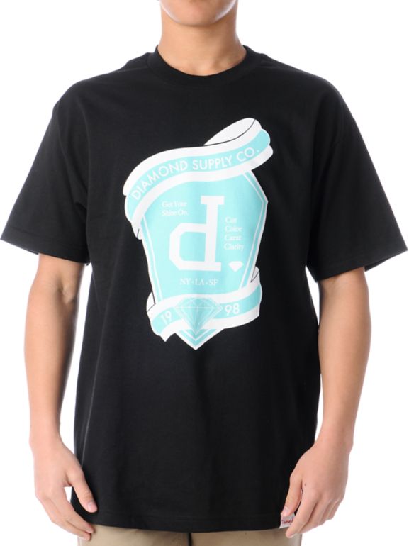 Diamond Supply Un Polo Emblem Black Tee Shirt