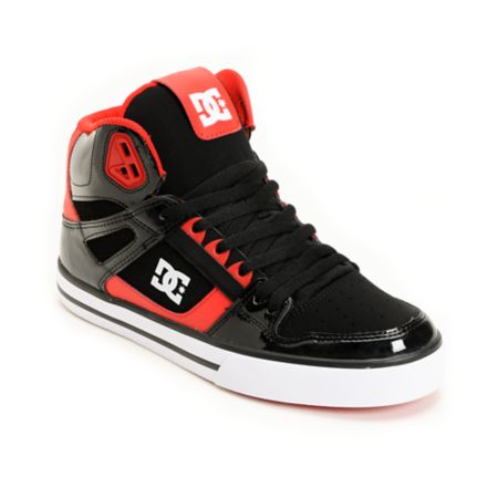 DC Spartan Hi Black Patent & Red Leather Skate Shoe