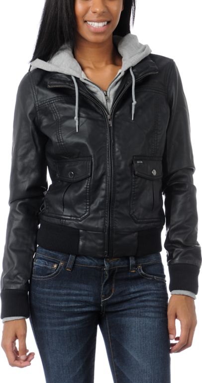 Obey Jealous Lover Girls Black & Grey Bomber Jacket