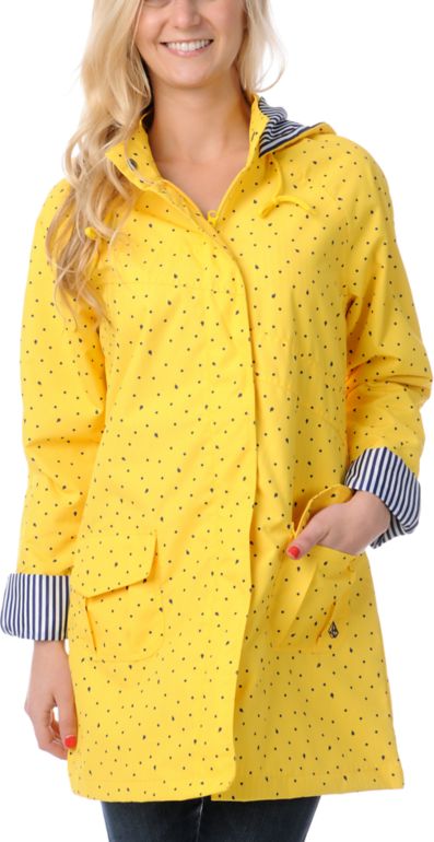 Volcom Girls In Da Bag Yellow Rain Jacket
