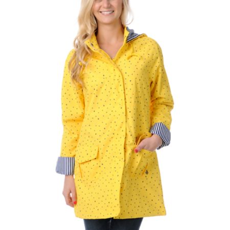 Volcom Girls In Da Bag Yellow Rain Jacket
