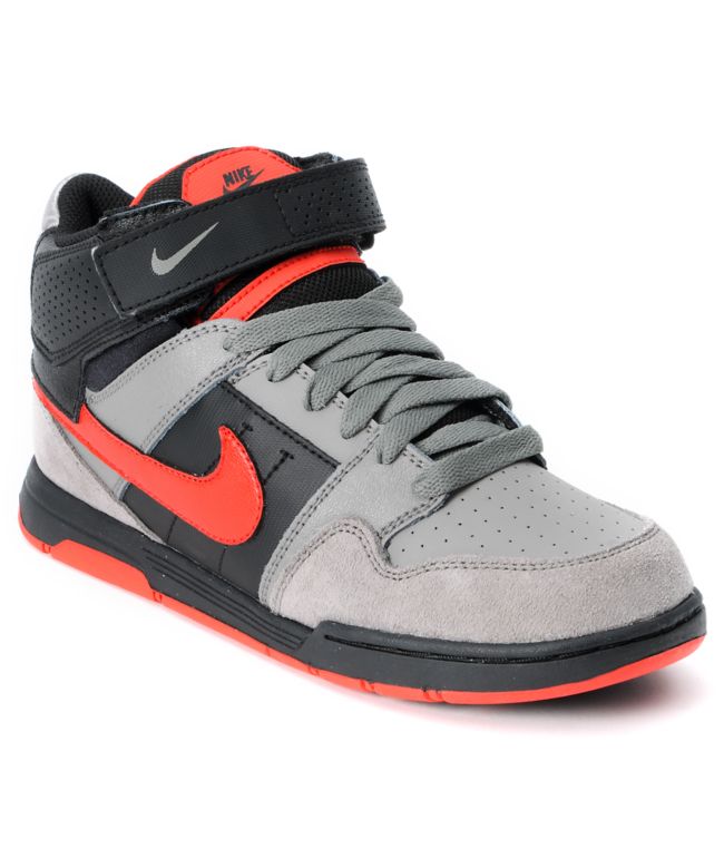 Nike Mogan Mid 2 Boys Charcoal & Chllng Red Skate Shoe