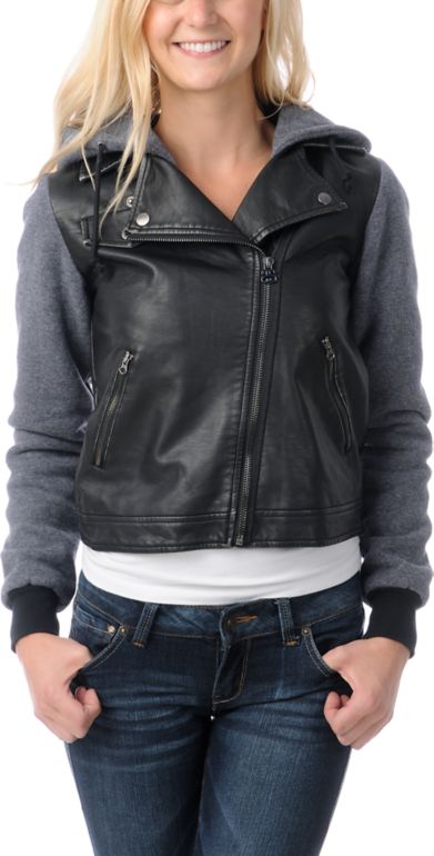 Stussy Faux Leatherette Black Hoodie Jacket