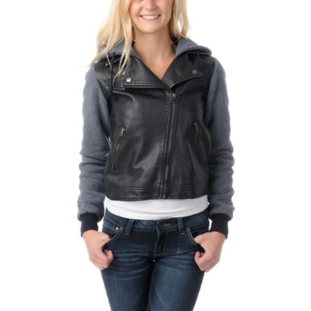 Stussy Faux Leatherette Black Hoodie Jacket