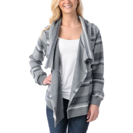 Element Girls Josefien Heather Grey Stripe Wrap Sweatshirt
