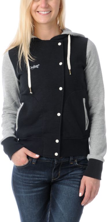 Element Girls Sandbox Black Hooded Letterman Hoodie