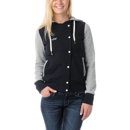 Element Girls Sandbox Black Hooded Letterman Hoodie