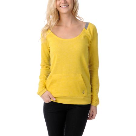 Volcom Girls Moclov Yellow Crew Neck Sweatshirt