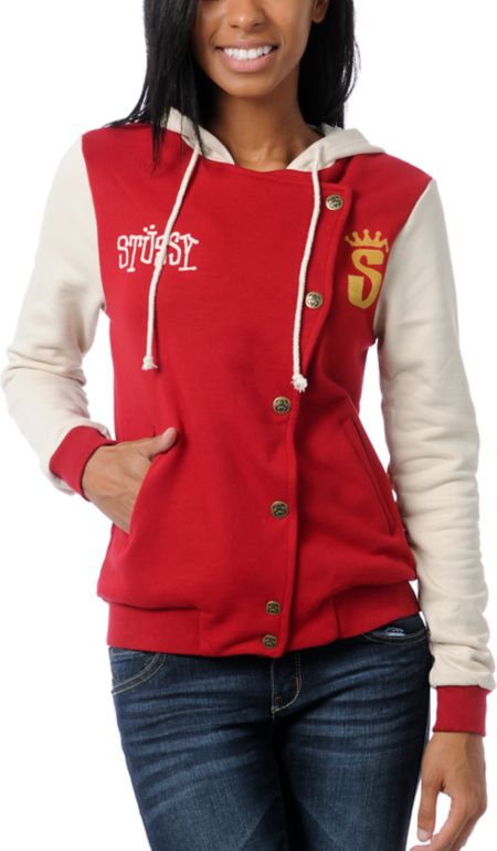 Stussy Red & Natural Varsity Hoodie