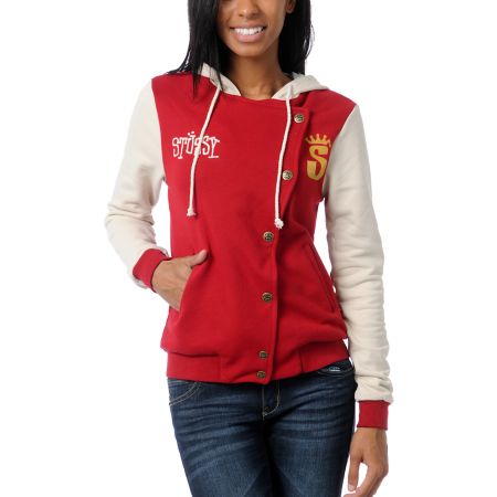 Stussy Red & Natural Varsity Hoodie