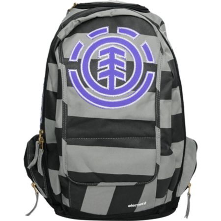 Element Girls Gamine Black & Grey Stripe Backpack