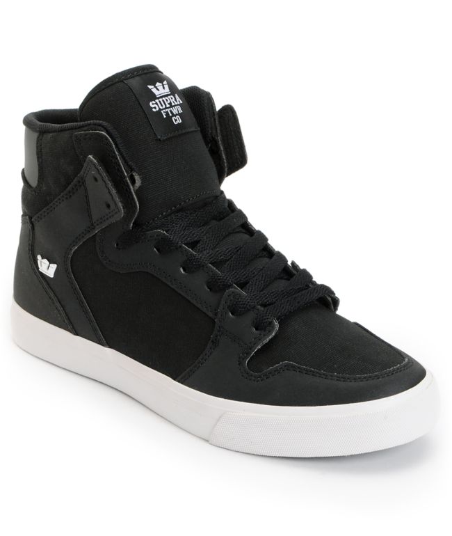 Supra Vaider Black TUF, Canvas & White Skate Shoe