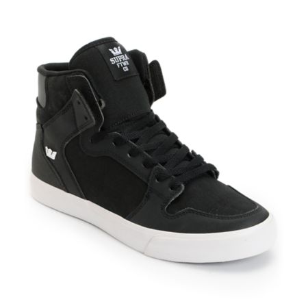 Supra Vaider Black TUF, Canvas & White Skate Shoe