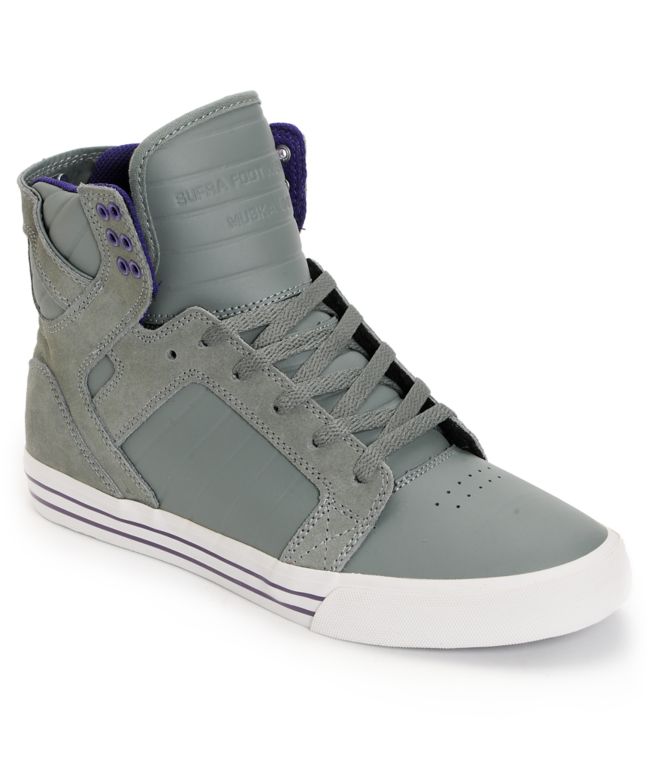 Supra Skytop Grey & Purple Leather Skate Shoe