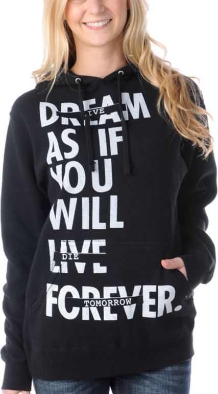 Glamour Kills Live Forever Tomorrow Black Pullover Hoodie