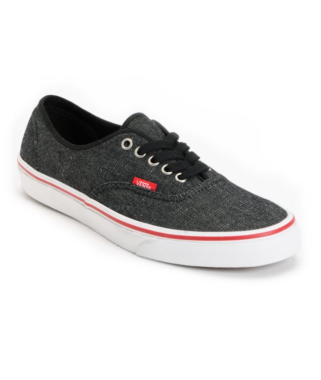 Vans Authentic Black Denim & Red Shoe