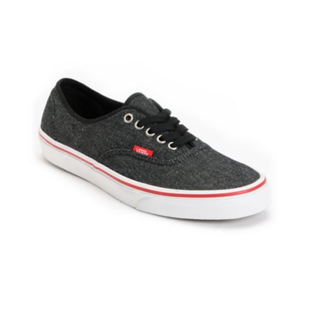 Vans Authentic Black Denim & Red Shoe