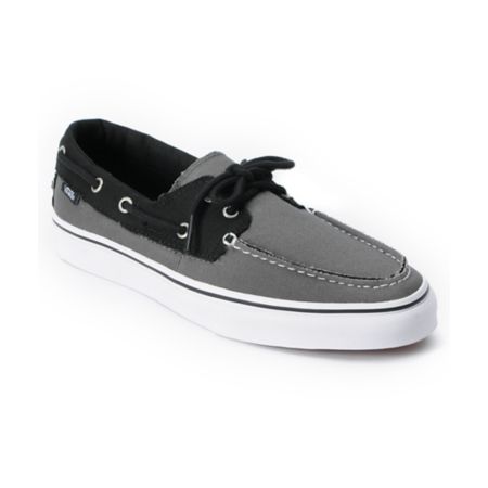 Vans Zapato Del Barco 2 Tone Pewter Grey & Black Boat Shoes
