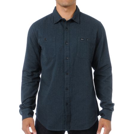 RVCA Bone Dark Blue Button Up Shirt