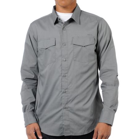 RVCA Republic Grey Button Up Shirt