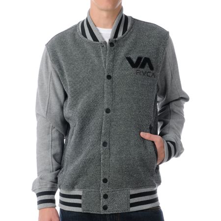 RVCA Going Steady Grey Fleece Varsity Jacket