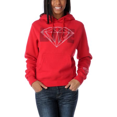 Diamond Supply Girls Diamond Life Red Pullover Hoodie