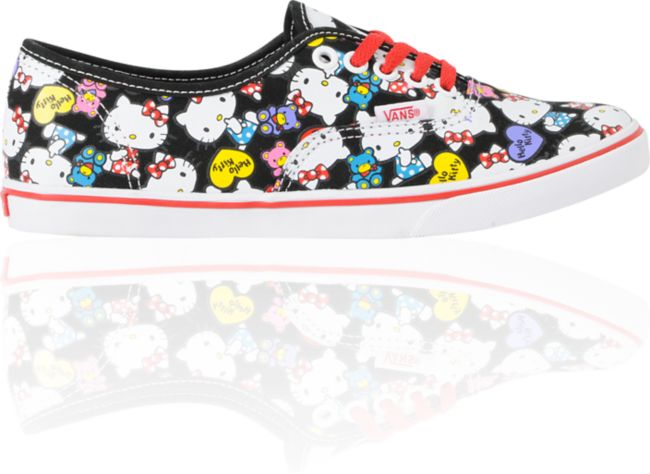 Hello Kitty Vans Black & Red Girls Authentic Lo Pro Shoe
