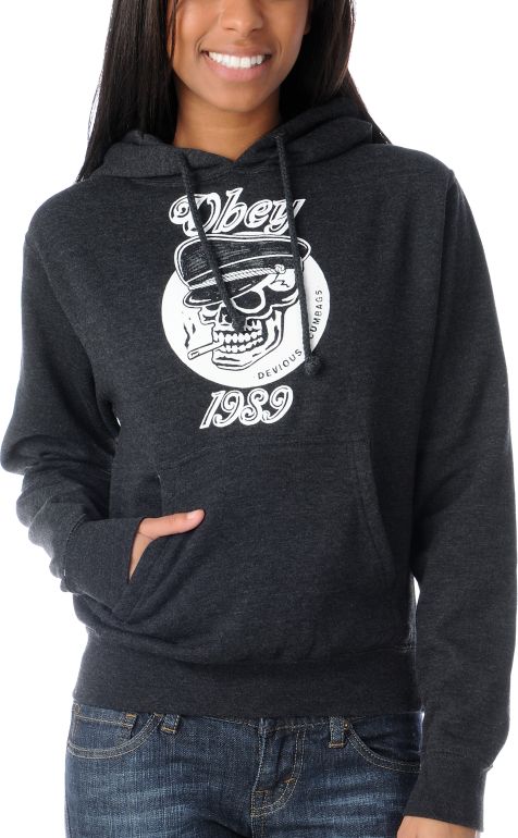 Obey Devious Scumbags Girls Charcoal Pullover Hoodie