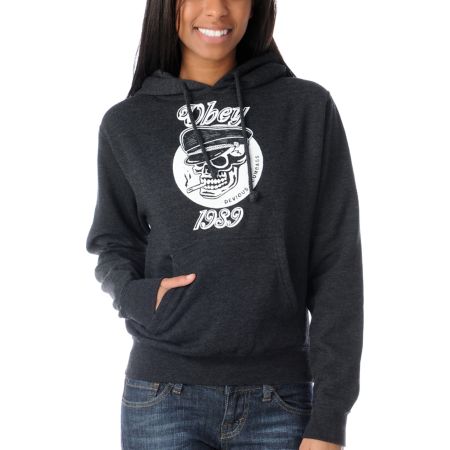 Obey Devious Scumbags Girls Charcoal Pullover Hoodie