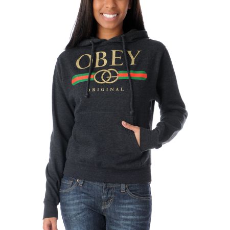 Obey Girls Bootleg Charcoal Pullover Hoodie