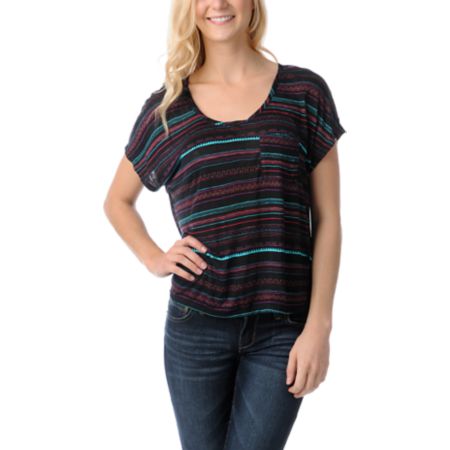 Empyre Girls Black Hatfield Tribal Print Tee Shirt