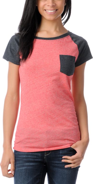 Empyre Petra Fire Red Raglan Sleeve Tee Shirt