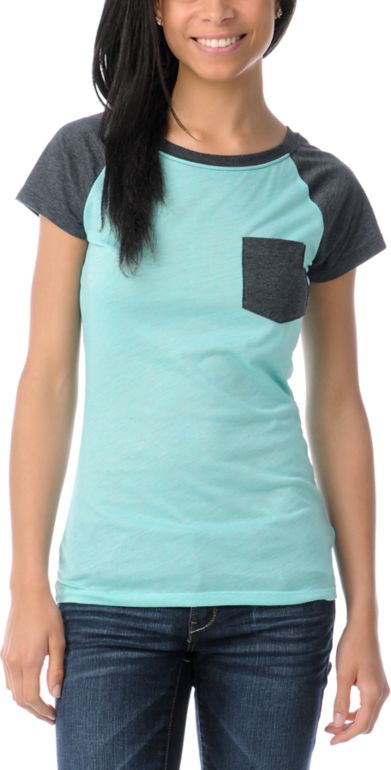 Empyre Petra Bermuda Teal Raglan Sleeve Tee Shirt