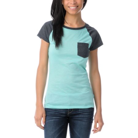Empyre Petra Bermuda Teal Raglan Sleeve Tee Shirt