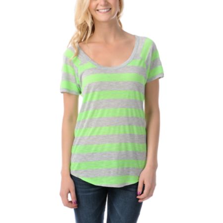 Ralik Wham! Neon Green Striped Tee Shirt