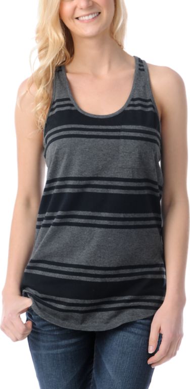 Zine Girls Black & Charcoal Racerback Tank Top