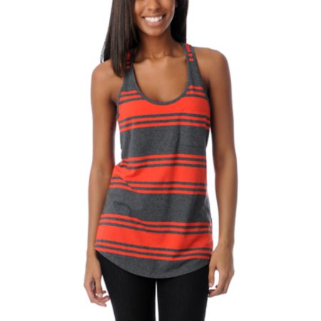 Zine Girls Fiery Red & Charcoal Racerback Tank Top
