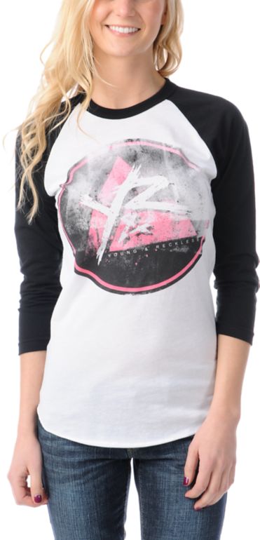 Young & Reckless Girls Distressed Baseball Tee Shirt