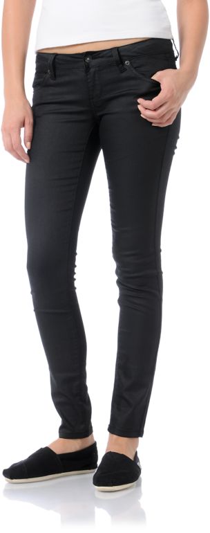 Empyre Girls Logan Black Wax Skinny Jeggings