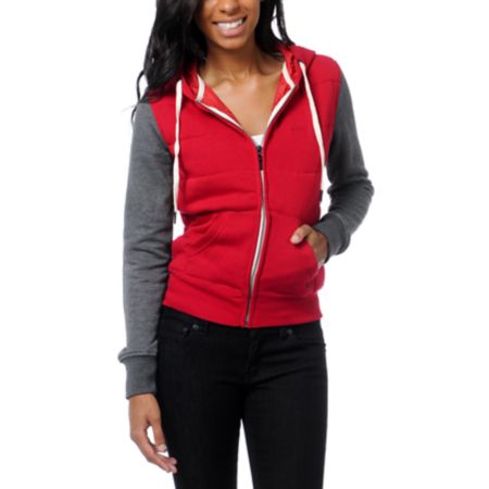 Empyre Girls Shelby Jester Red & Charcoal Grey Zip Up Hoodie