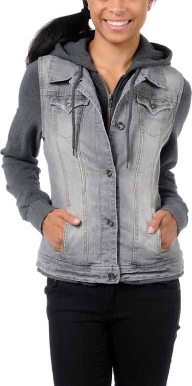 Empyre Girls Roanoke Grey Hooded Vest Jacket