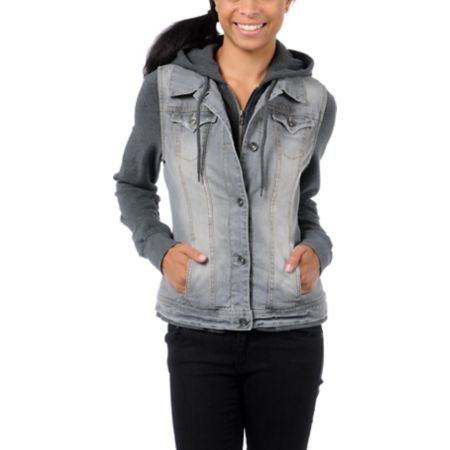 Empyre Girls Roanoke Grey Hooded Vest Jacket