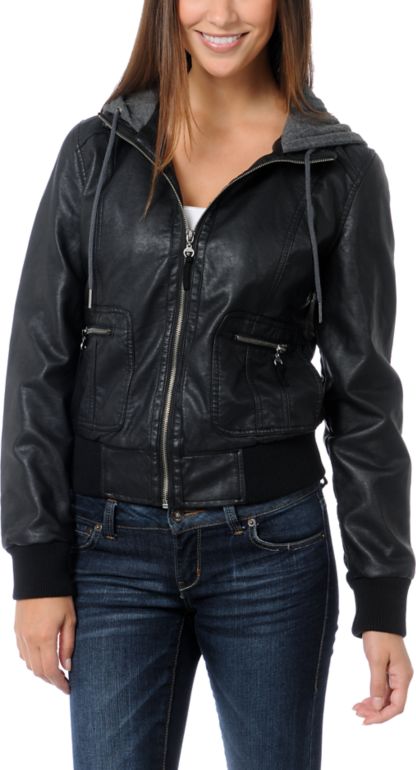 Empyre Girls Sierra Black Hooded Bomber Jacket