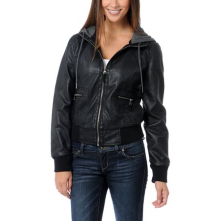 Empyre Girls Sierra Black Hooded Bomber Jacket