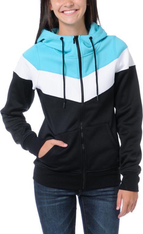 Empyre Girls Insignia Black & Teal Full Zip Tech Fleece Jacket