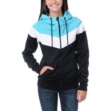 Empyre Girls Insignia Black & Teal Full Zip Tech Fleece Jacket