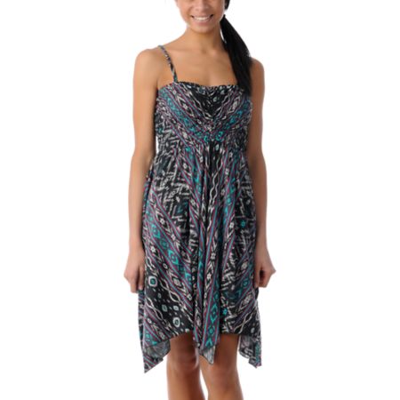 Billabong Bretton Handkerchief Berry Print Strapless Dress