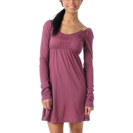 Billabong Girls Benny Crushed Berry Long Sleeve Dress