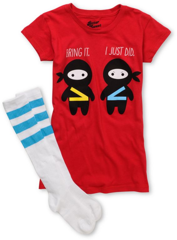 Bitter Sweet Bring It Girls Red Tee Shirt & Tube Sock Pack