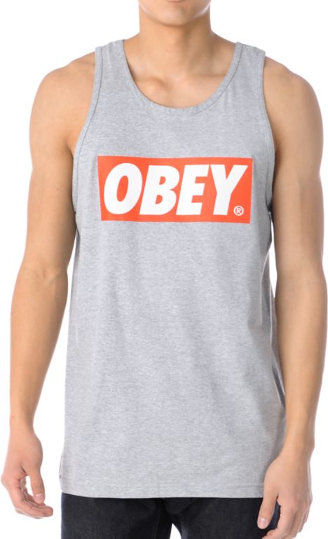 Obey Bar Logo Heather Grey Tank Top